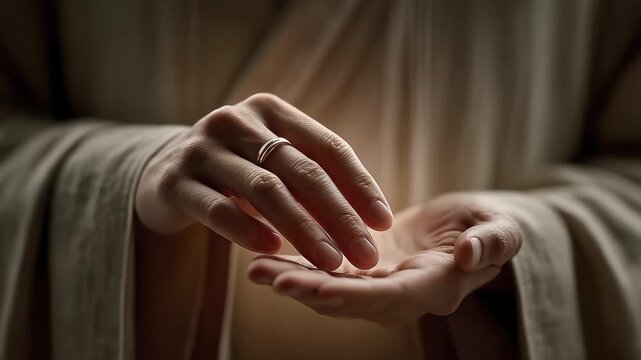 Close-up Shot of Hands Showcasing the Texture and Luster of a Ring