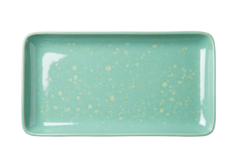 Isolated serving platter with decorative glaze pattern, rectangular dish for appetizers