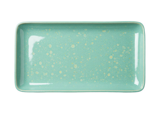 Isolated serving platter with decorative glaze pattern, rectangular dish for appetizers