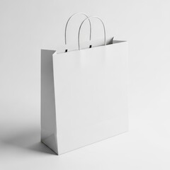 Empty white shopping bag isolated on white background