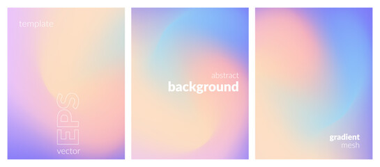 Abstract liquid background set. Gradient mesh. Effect bright color blend. Blurred fluid colorful mix. Modern design template for web covers, ad banners, posters, brochures, flyers. Vector image EPS