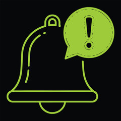 Neon Alert Notification Bell Icon Important Message Attention Symbol Reminder Graphic Signal Alarm Urgent Notice Call to