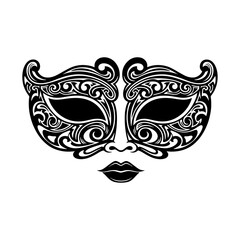 Intricate Black and White Masquerade Mask Design.