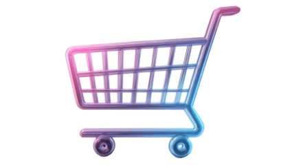 Online shopping cart icon with digital e-commerce symbol web interface button and virtual store concept isolated on white background