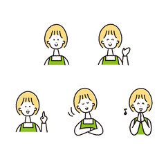 エプロンを着た人物の上半身セット