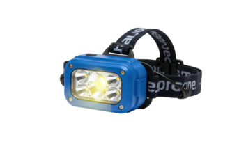 Isolated blue headlamp for outdoor sport activity or work at night, lighting equipment