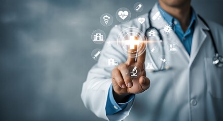 Health Professional Using Technology to Access Medical Data, Modern Clinic, Digital Interface, Professional Environment