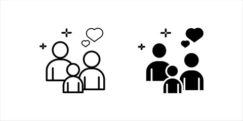 happy Family Icon set. silhouette vector illustration isolated flat style	
