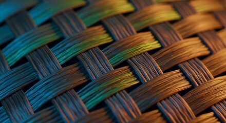 Obraz premium Woven Fiber Texture Abstract Pattern Connection Intertwined Detailed