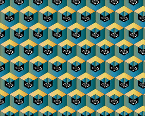 Seamless vector wallpaper with a retro geometric pattern design and colorful illustration texture