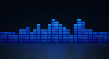 Abstract blue digital sound wave graphic on dark background design