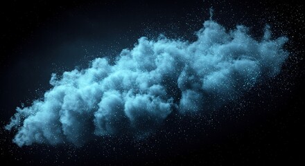 Abstract blue cloud of particles against a black background