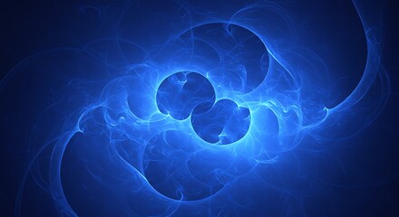 Abstract blue energy vortex background with swirling luminous patterns