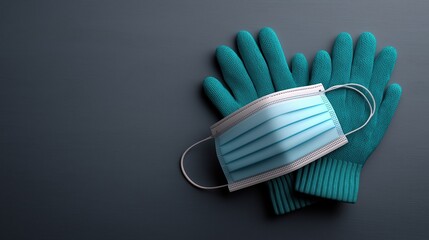 Medical mask with protective gloves healthcare hygiene and safet