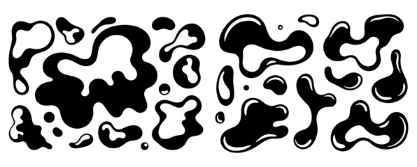 Vector art of collection of abstract black ink blobs, perfect for backgrounds and designs