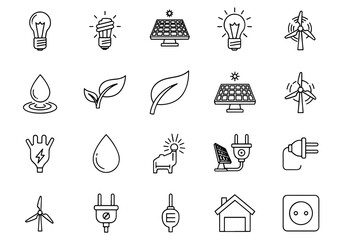 Fototapeta premium Vector art of hand drawn doodle set of ecology and green energy elements vector illustration