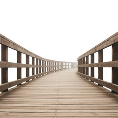 Obraz premium Wooden bridge perspective view isolated on transparent background leading to nowhere