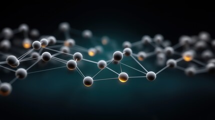 Connected nodes network with glowing points molecular structure
