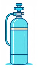 Obraz premium Light Blue Oxygen Tank with Valve and Tube