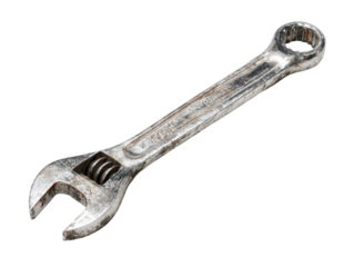 Adjustable Wrench on Transparent Background Metallic Tool Repair Equipment Mechanic Tooling Maintenance Instrument Silver Wrench Industrial Tool Spanner Metalwork Hand Tool Fixture