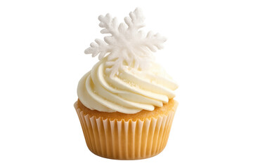 Cupcake with white snowflake topping for winter holiday