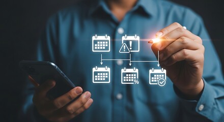 Businessman Planning With Calendar Icons And Smartphone