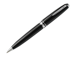 Elegant Black Fountain Pen Writing Instrument Close-Up: Sophisticated Stationery for Journaling, Calligraphy, and Professional Writing with Silver Clip and Fine Nib on Transparent Background