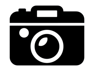Black and White Camera Icon Design: Photographic Equipment Symbol Isolated, Photography Hobby Logo, Simple Style Vector Illustration for Photo Studio, Minimalist Design
