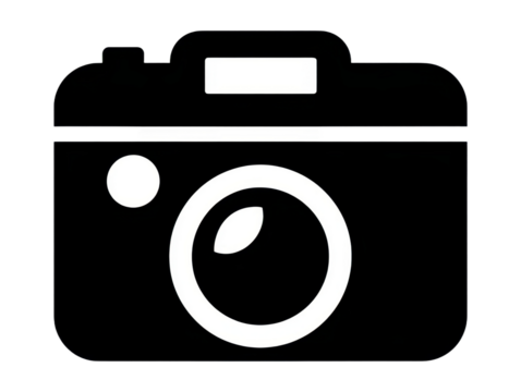 Black and White Camera Icon Design: Photographic Equipment Symbol Isolated, Photography Hobby Logo, Simple Style Vector Illustration for Photo Studio, Minimalist Design - Powered by Adobe