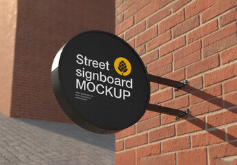 Street Circular Signboard Mockup