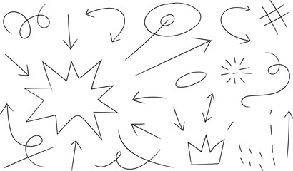 Hand drawn doodles and sketch elements set for creative design