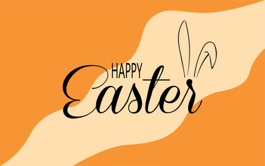 cute happy easter card. cartoon illustration with rabbit and flowers.