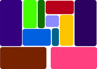 Colorful abstract background with rounded rectangles in various sizes and colors