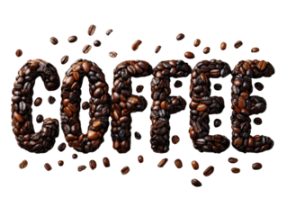Coffee Beans Typography Design Creative Word Art Dark Roasted Coffee Bean Lettering Illustration Stock Image Unique Coffee Concept