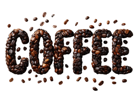 Coffee Beans Typography Design Creative Word Art Dark Roasted Coffee Bean Lettering Illustration Stock Image Unique Coffee Concept - Powered by Adobe