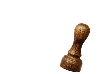 Vintage Wooden Stamp Handle: Rustic Craft Tool, Handcrafted Embossing Equipment, Authentic Retro Design Element on Isolated Background