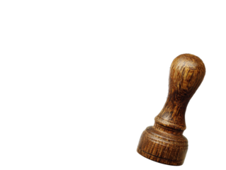 Vintage Wooden Stamp Handle: Rustic Craft Tool, Handcrafted Embossing Equipment, Authentic Retro Design Element on Isolated Background