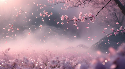 dreamlike cherry blossom landscape Whispers of Spring Generative AI