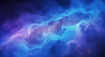 Abstract cosmic illustration of nebula formations in vibrant shades of blue and purple