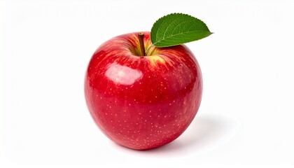Delicious Red Apple with a Green Leaf - Fresh, Healthy, and Ready to Eat, Studio Lighting