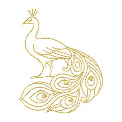 Fototapeta premium PNG Elegant golden peacock illustration