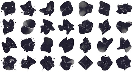 Abstract dark shapes on white background for design and decoration