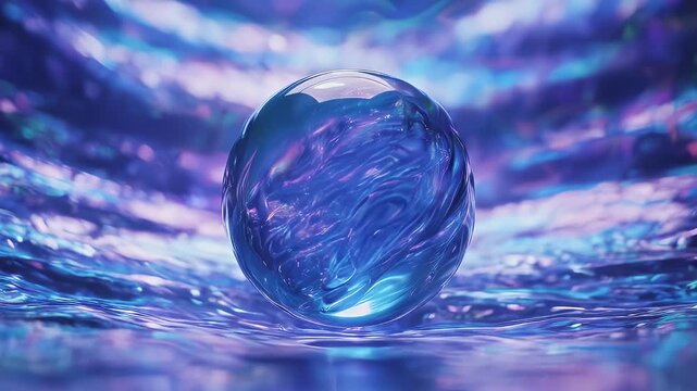 A large, luminous, blobby shape sits on a watery, blurred background
