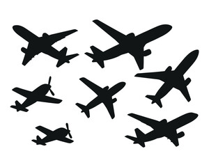 Fly high with these airplane silhouettes, perfect for travel agencies, aviation enthusiasts, and transportation themes in your next creative project!
