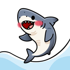 A cartoon vector jumping big shark