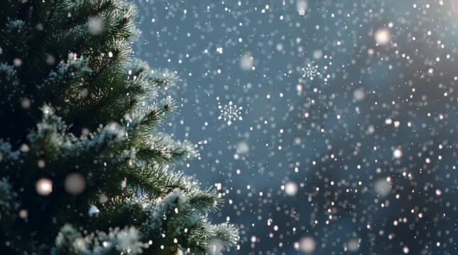 Delicate snowflakes gently falling against a soft blue background create a magical winter atmosphere. ai generative