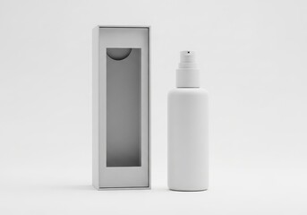White cosmetic bottle and packaging isolated on white background