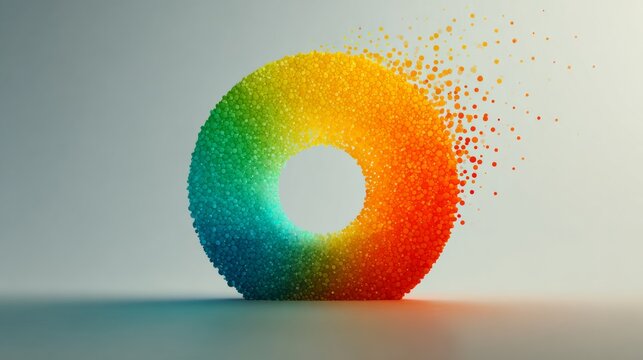 Vibrant Gradient Particle Ring Dispersing Abstractly - Powered by Adobe