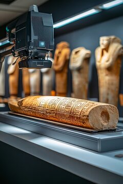  selective focus museum-grade 3D scanner capturing artifact