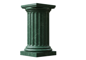 Isolated dark green fluted column, perfect for displaying merchandise, art object, or decor